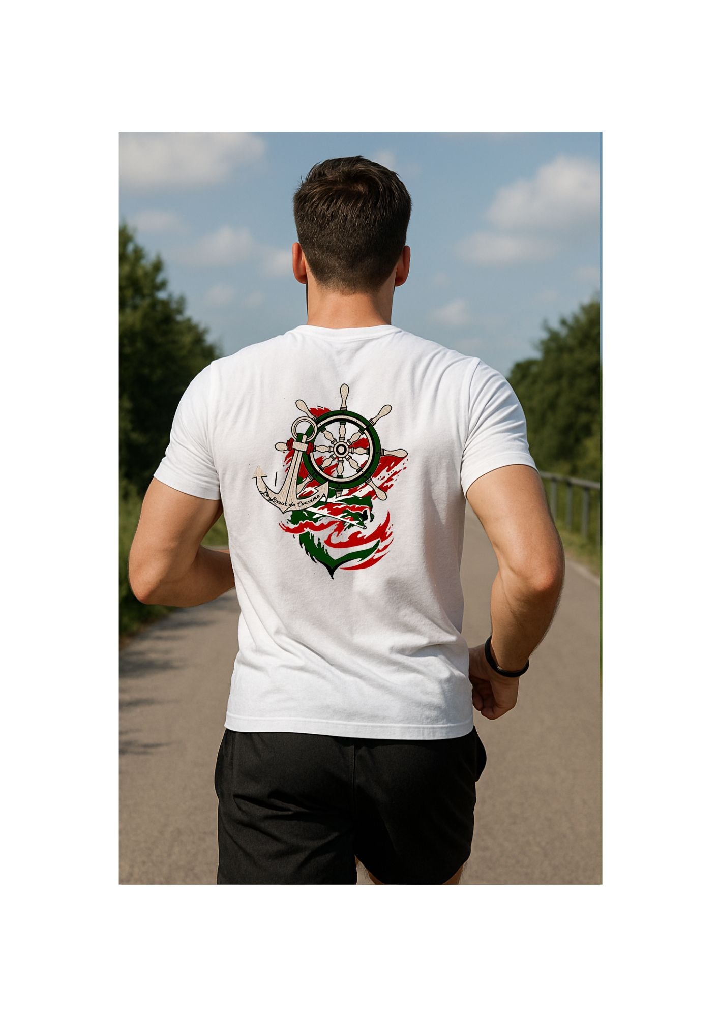 T-Shirt Sport Respirant Homme – Barre & Ancre Basque - sport piqué