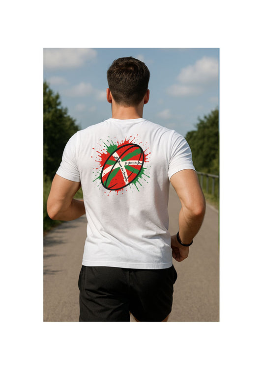 T-Shirt Mixte -Toucher Coton – Ballon Rugby Basque