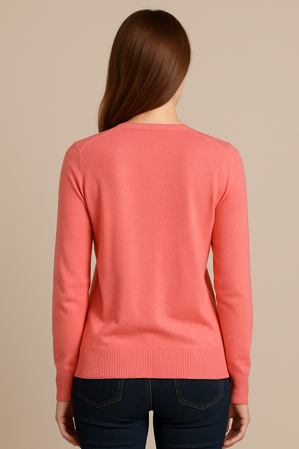Gilet corail en maille tricot très extensible et très doux