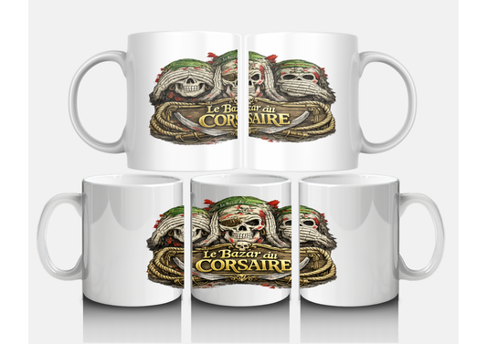 Mug 3 Corsaires Chut J'Apprécie Mon Café | Tasse Humour Pirate | Cadeau Original Amateur de Café