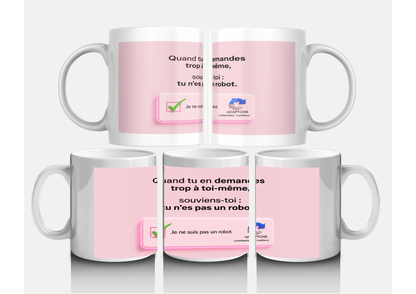Mug Humour Bureau « Je ne suis pas un robot » - Idée Cadeau Collègue