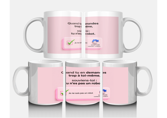Mug Humour Bureau « Je ne suis pas un robot » - Idée Cadeau Collègue