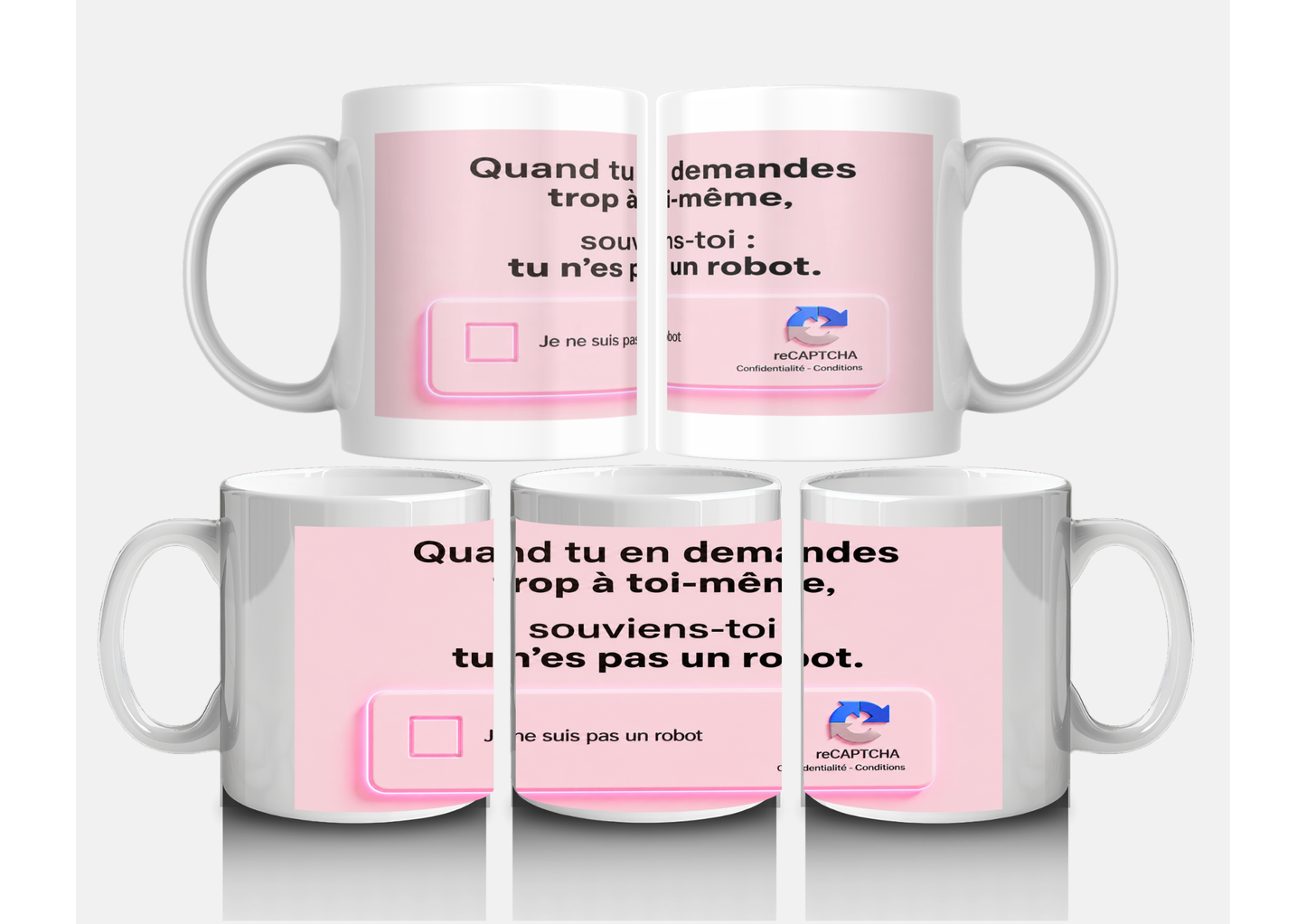 Mug Humour Bureau « Je ne suis pas un robot » - Idée Cadeau Collègue