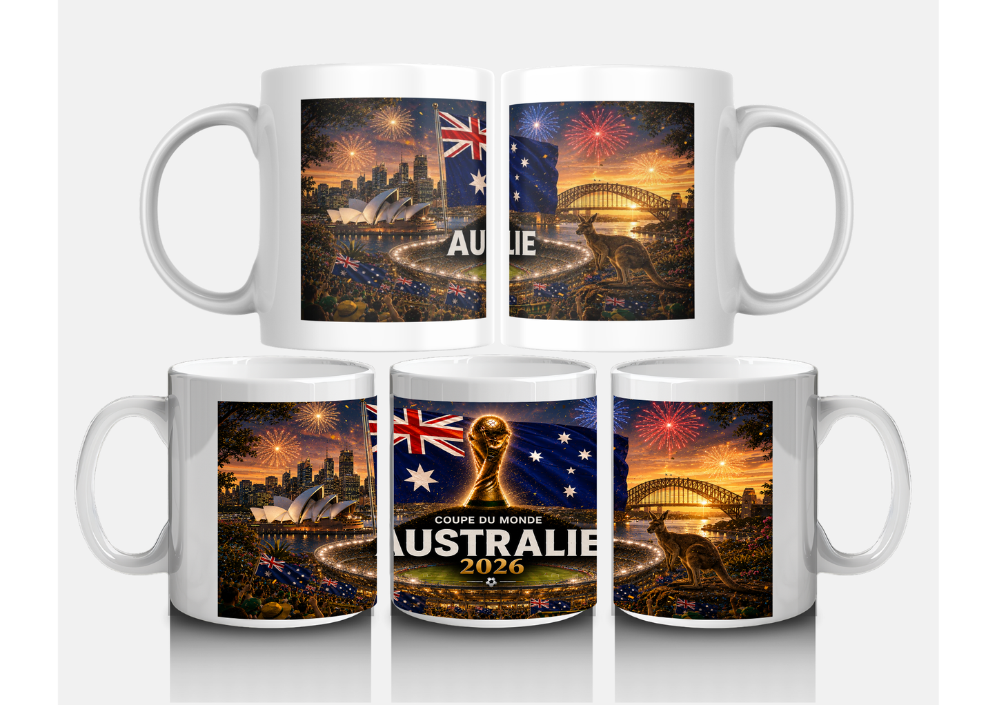 Mug Australie Coupe du Monde 2026 – Tasse Panoramique Supporter Socceroos Foot