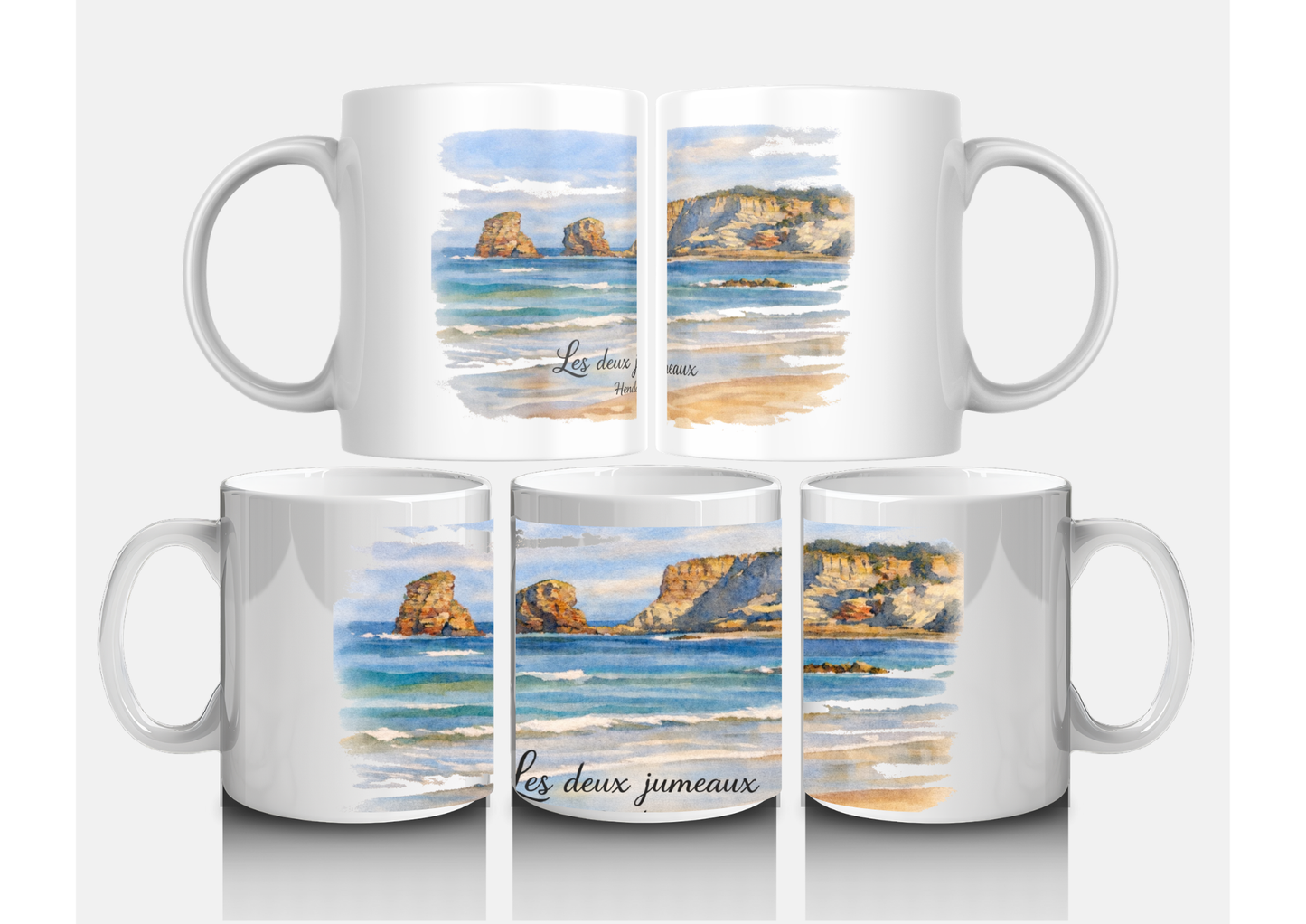 Mug - Les Deux Jumeaux d'Hendaye en Aquarelle | Souvenir du Pays Basque