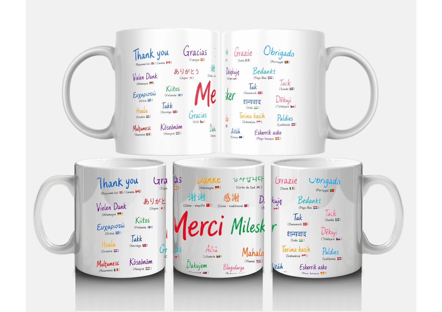 Mug Multilingue Panoramique - Un Simple Merci Peut Tout Changer