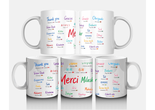 Mug Multilingue Panoramique - Un Simple Merci Peut Tout Changer