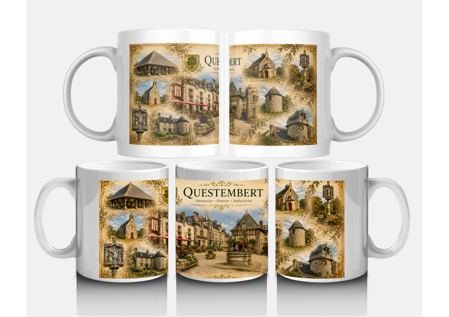 Mug Questembert | Tasse Bretagne Vintage | Souvenir Breton | Cadeau Original Patrimoine Historique