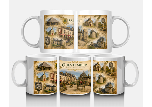 Mug Questembert | Tasse Bretagne Vintage | Souvenir Breton | Cadeau Original Patrimoine Historique