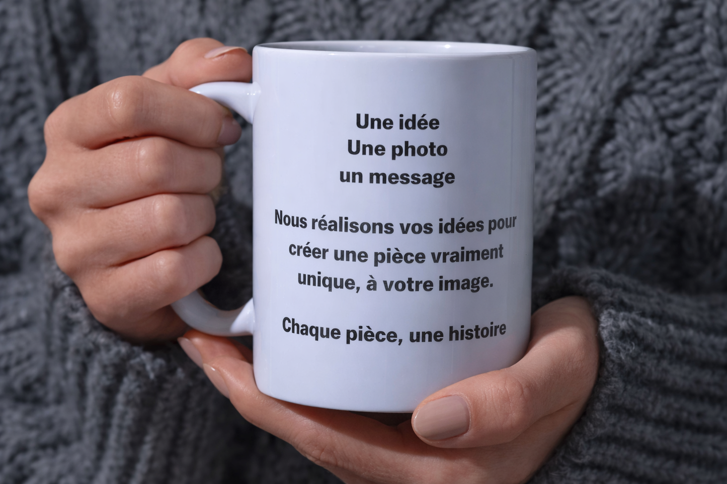 Mug (et textile) à personnaliser avec votre visuel – texte, photo ou logo