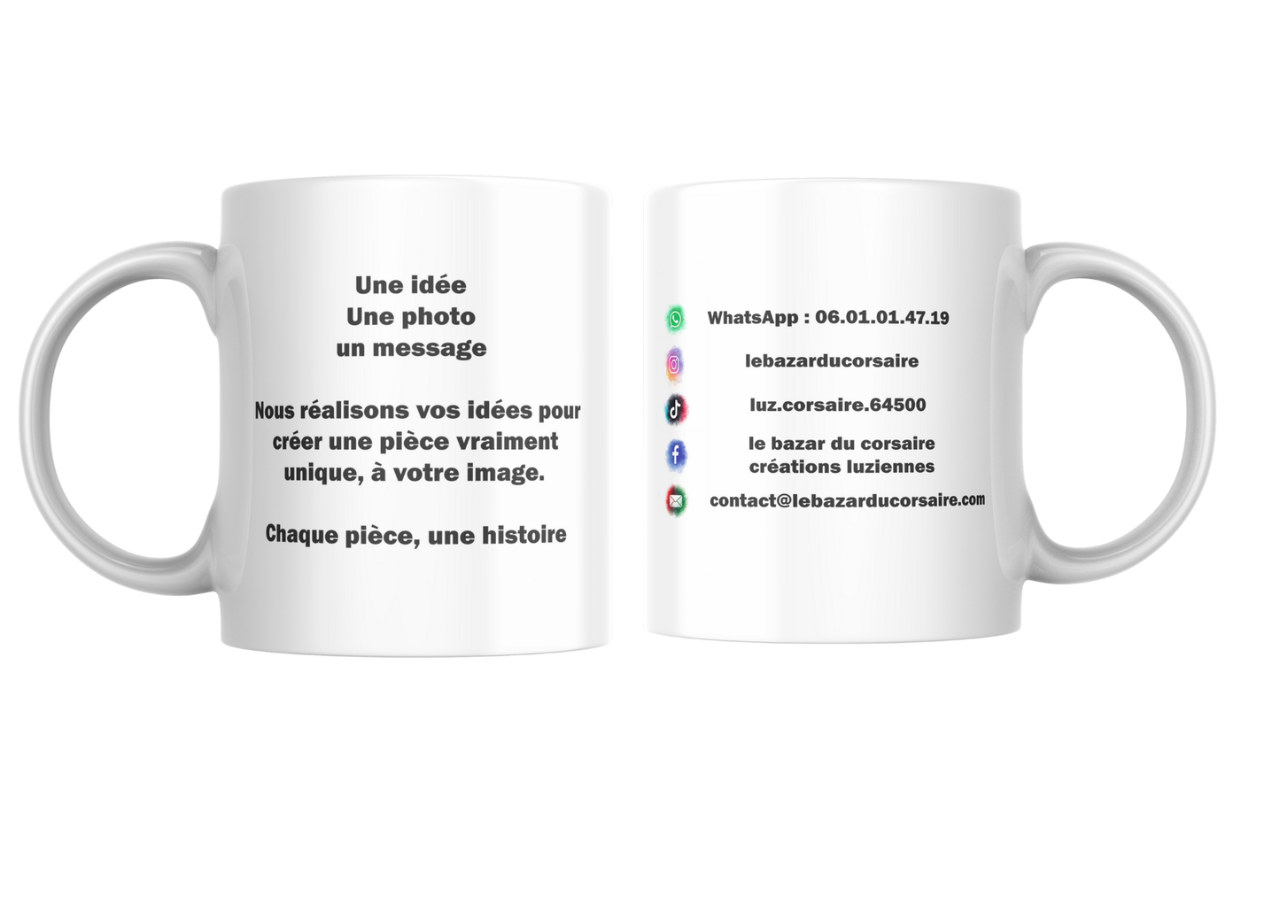 Créez un mug unique à votre image – Texte, photo ou logo – fabrication luzienne
