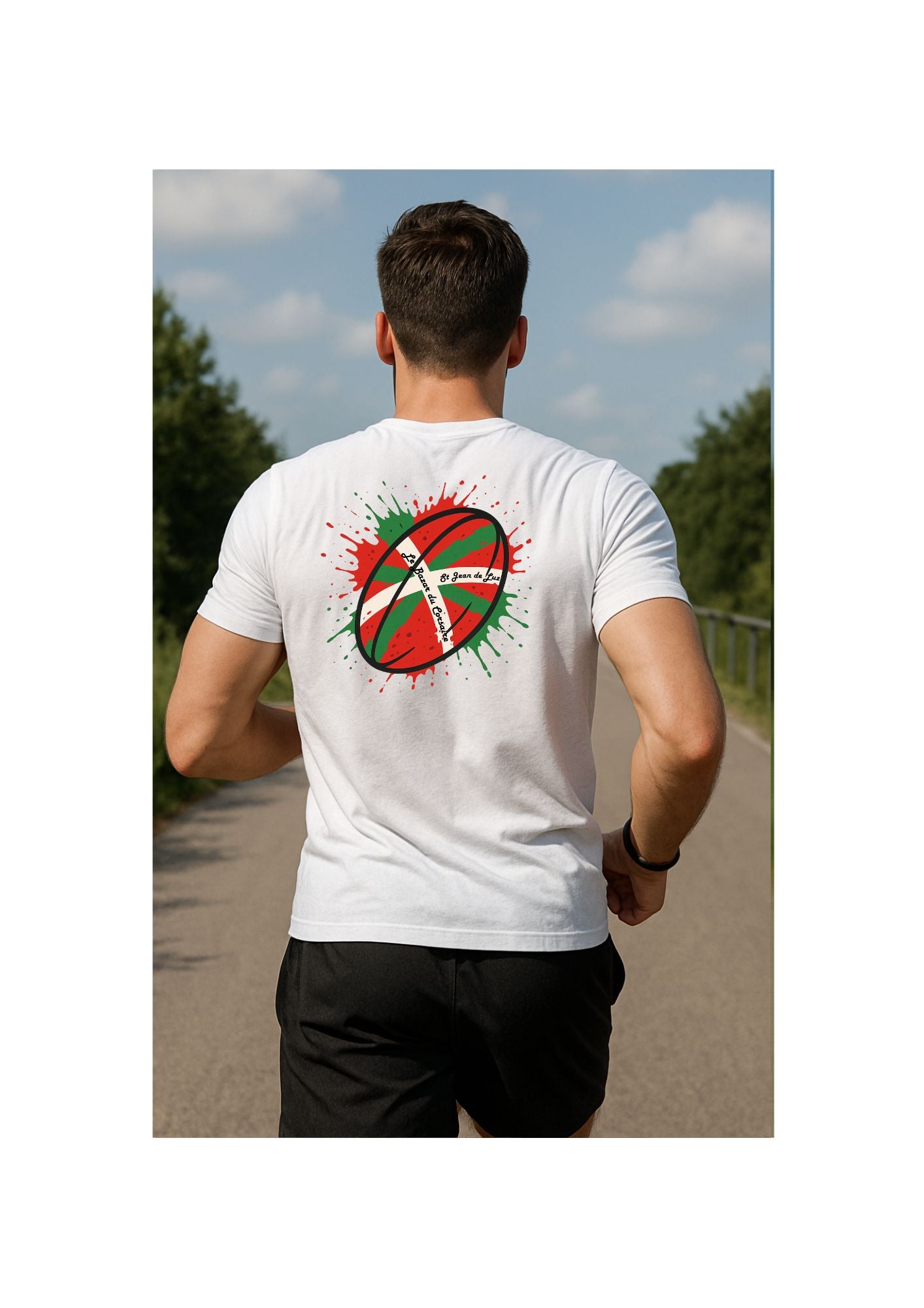 T-Shirt Mixte -Toucher Coton – Ballon Rugby Basque