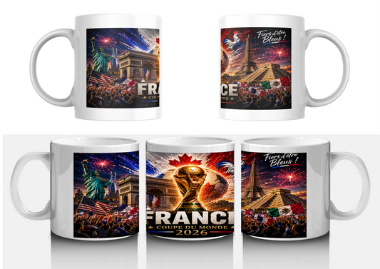 Mug France Coupe du Monde 2026 – Tasse Panoramique Collector USA Canada Mexique Édition Ballon