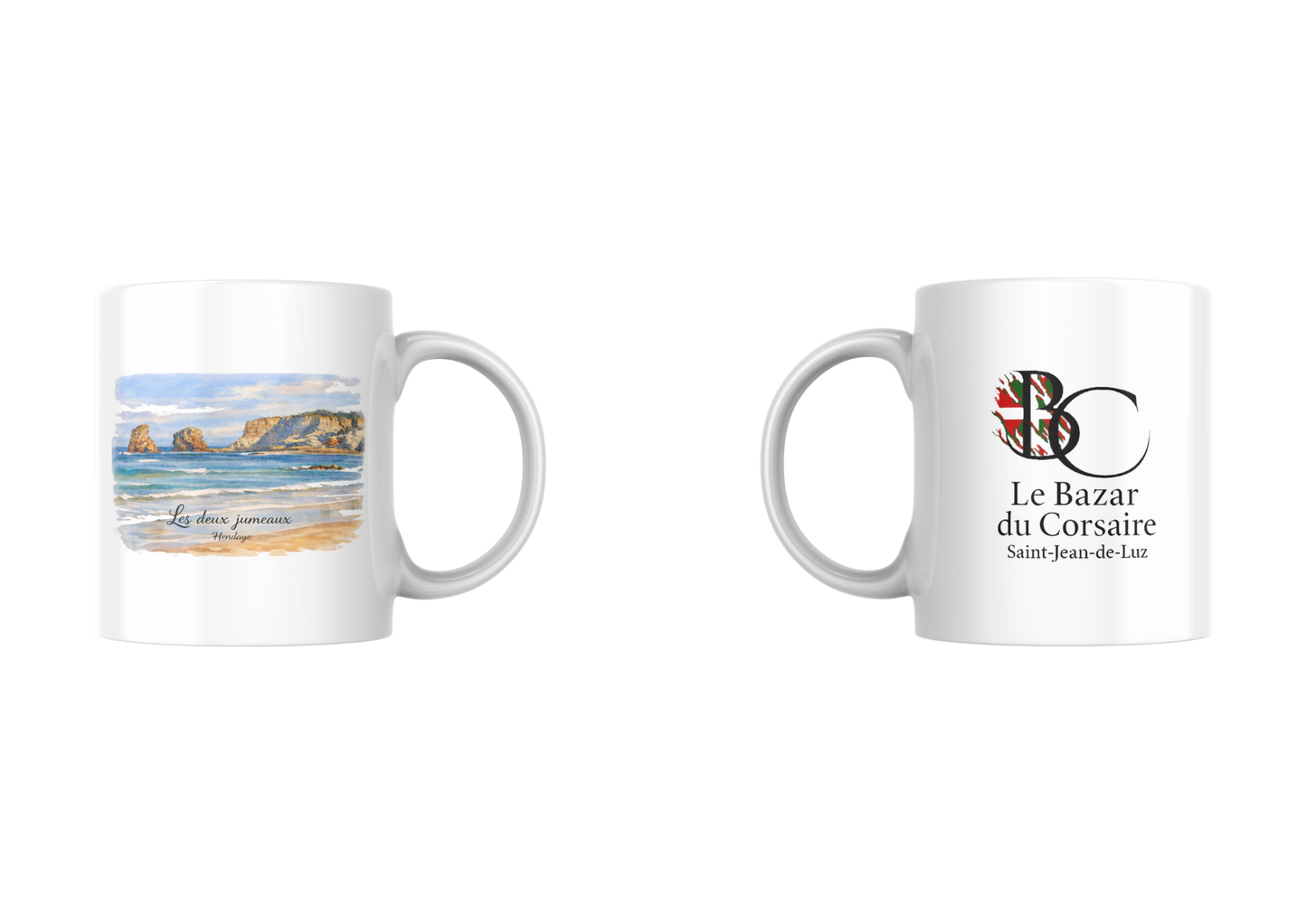 Mug - Les Deux Jumeaux d'Hendaye en Aquarelle | Souvenir du Pays Basque