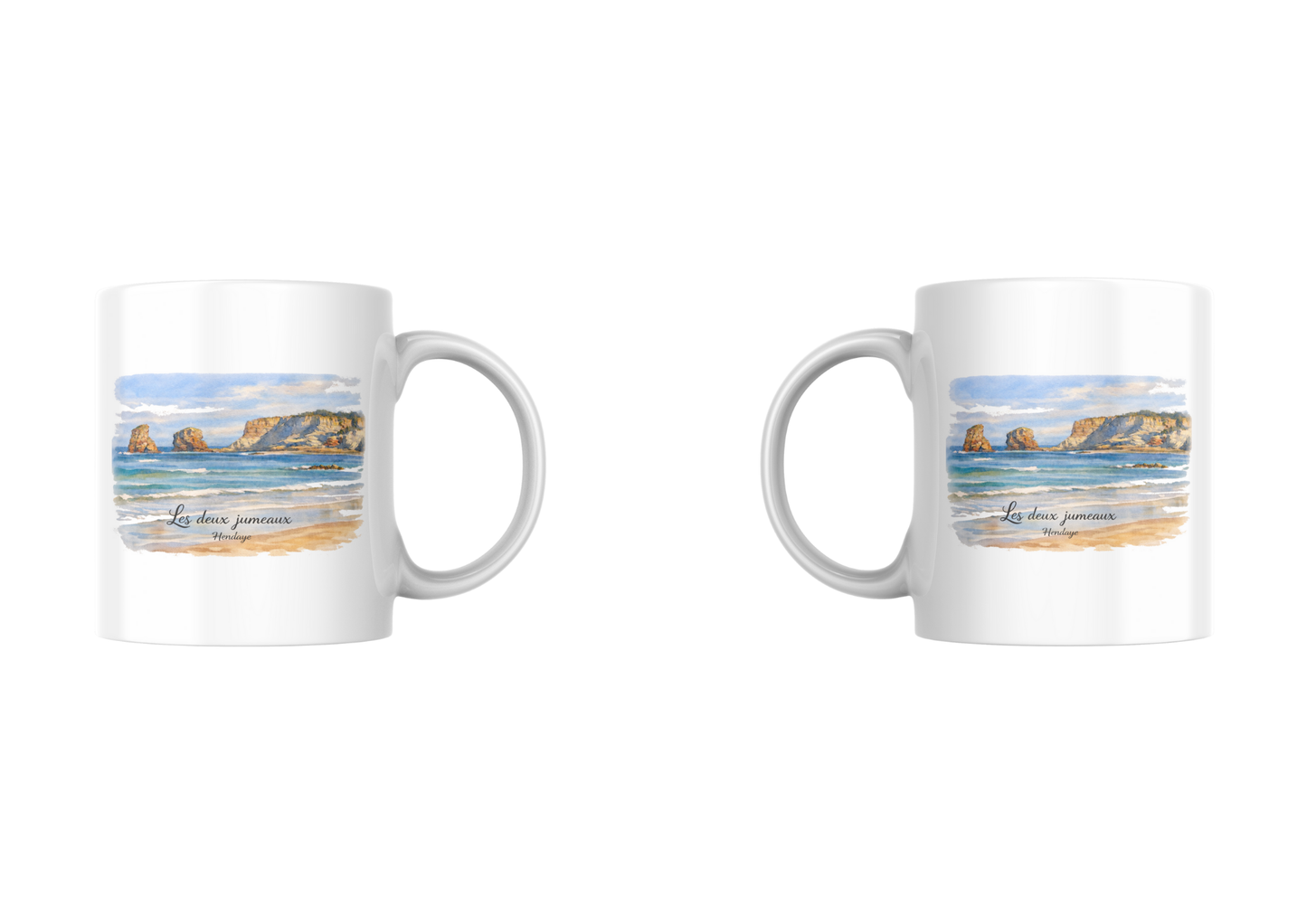 Mug - Les Deux Jumeaux d'Hendaye en Aquarelle | Souvenir du Pays Basque