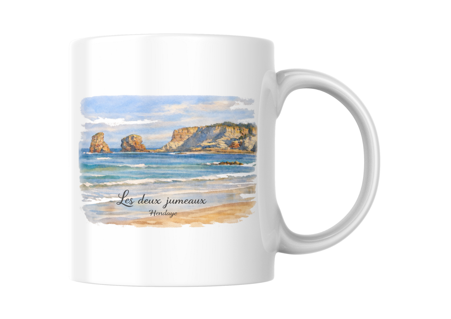 Mug - Les Deux Jumeaux d'Hendaye en Aquarelle | Souvenir du Pays Basque
