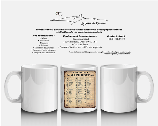 Mug « Alphabet Phonétique » – L’essentiel des communications dans votre tasse