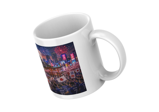 Mug Collector Japon 2026 – Tasse Foot Samouraï Bleu Mont Fuji