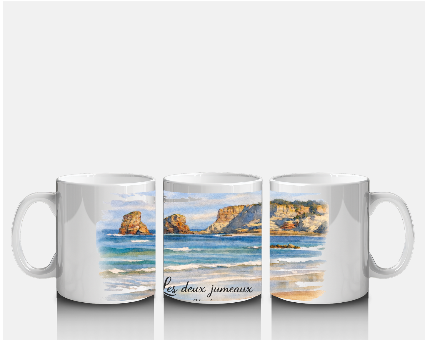 Mug - Les Deux Jumeaux d'Hendaye en Aquarelle | Souvenir du Pays Basque