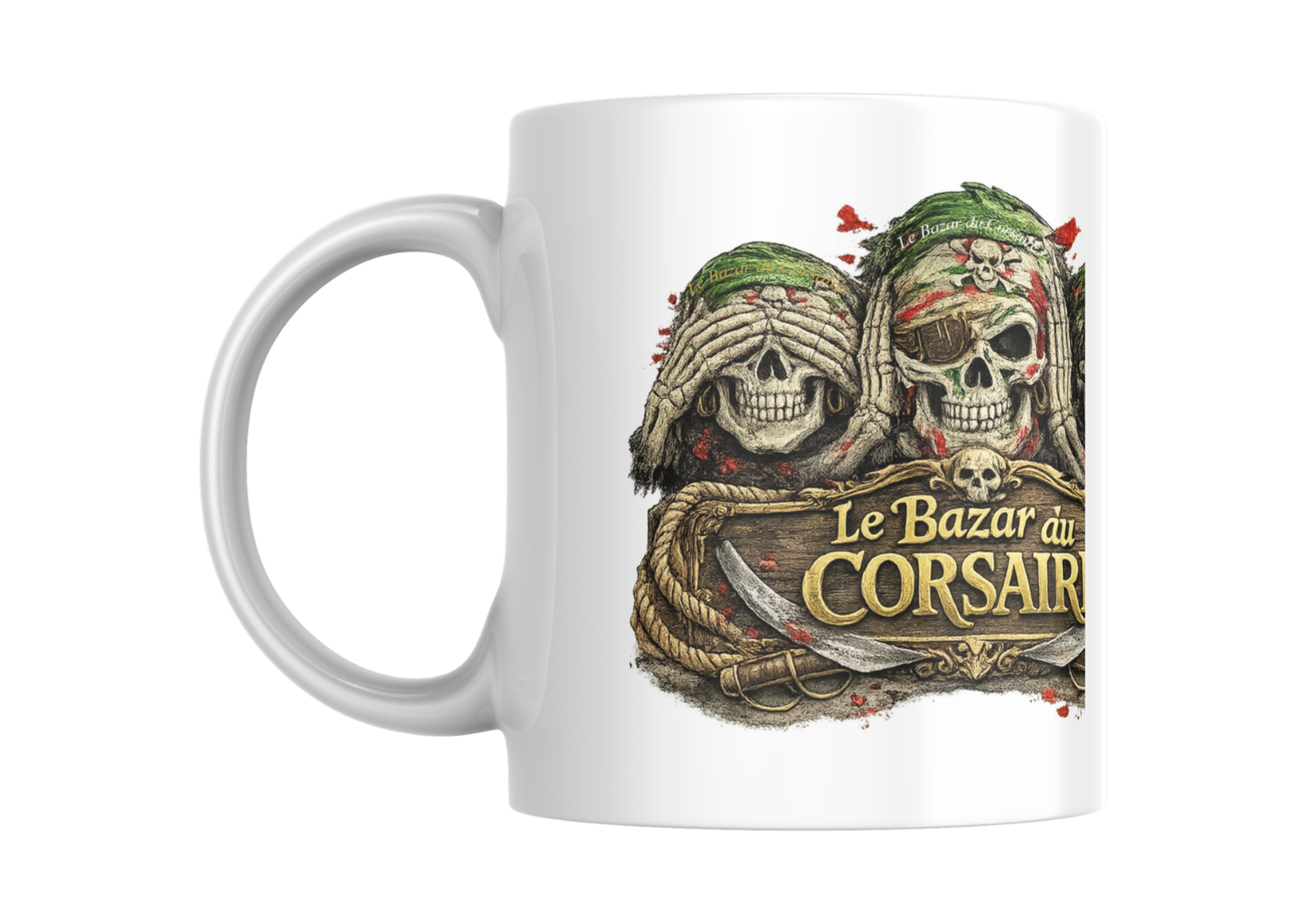 Mug 3 Corsaires Chut J'Apprécie Mon Café | Tasse Humour Pirate | Cadeau Original Amateur de Café