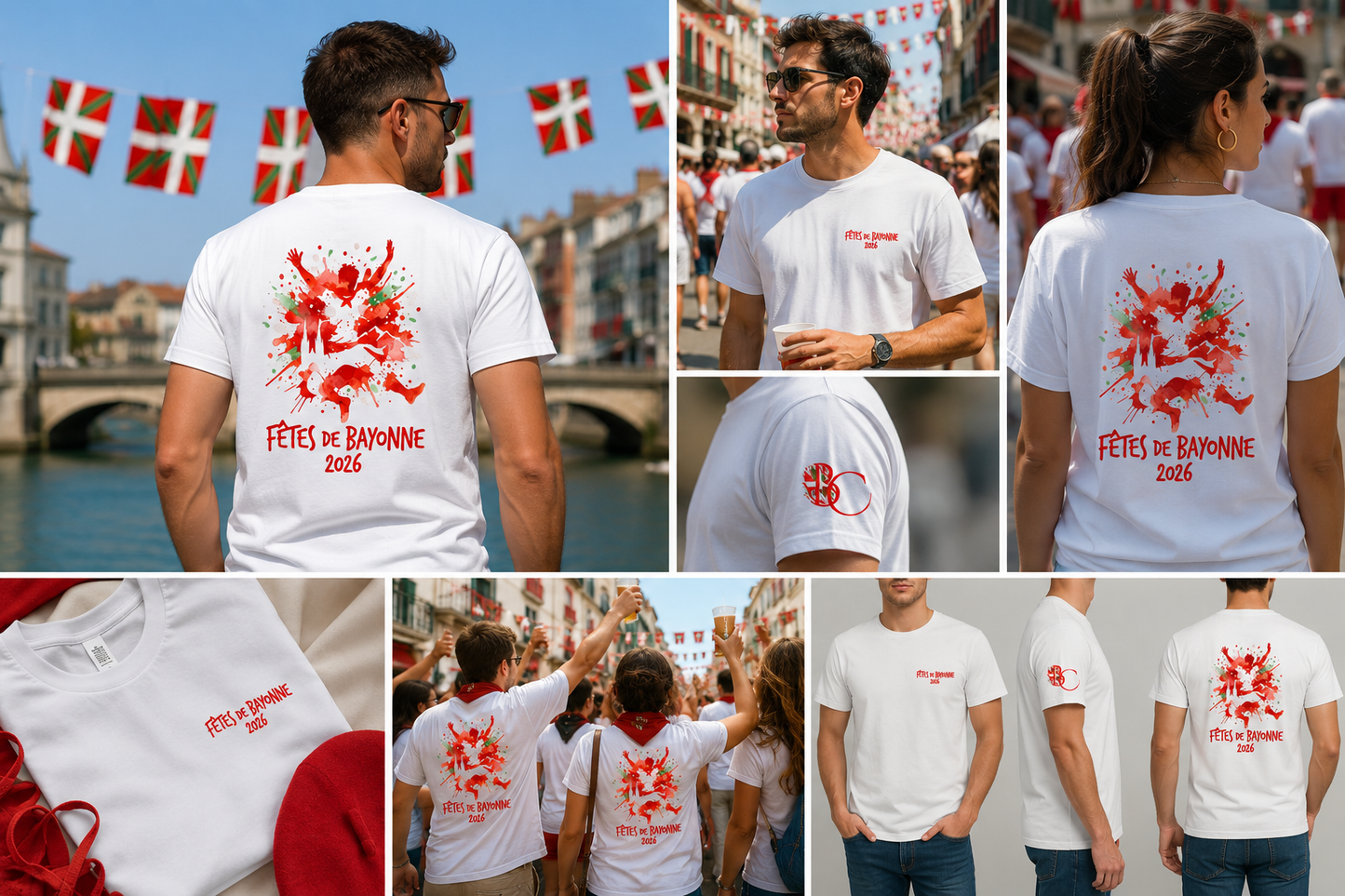 T-shirt Fêtes de Bayonne 2026 Blanc – Danseurs Basques