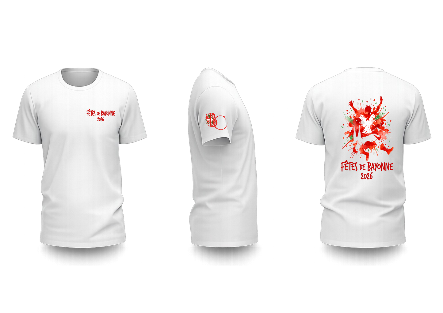 T-shirt Fêtes de Bayonne 2026 Blanc – Danseurs Basques