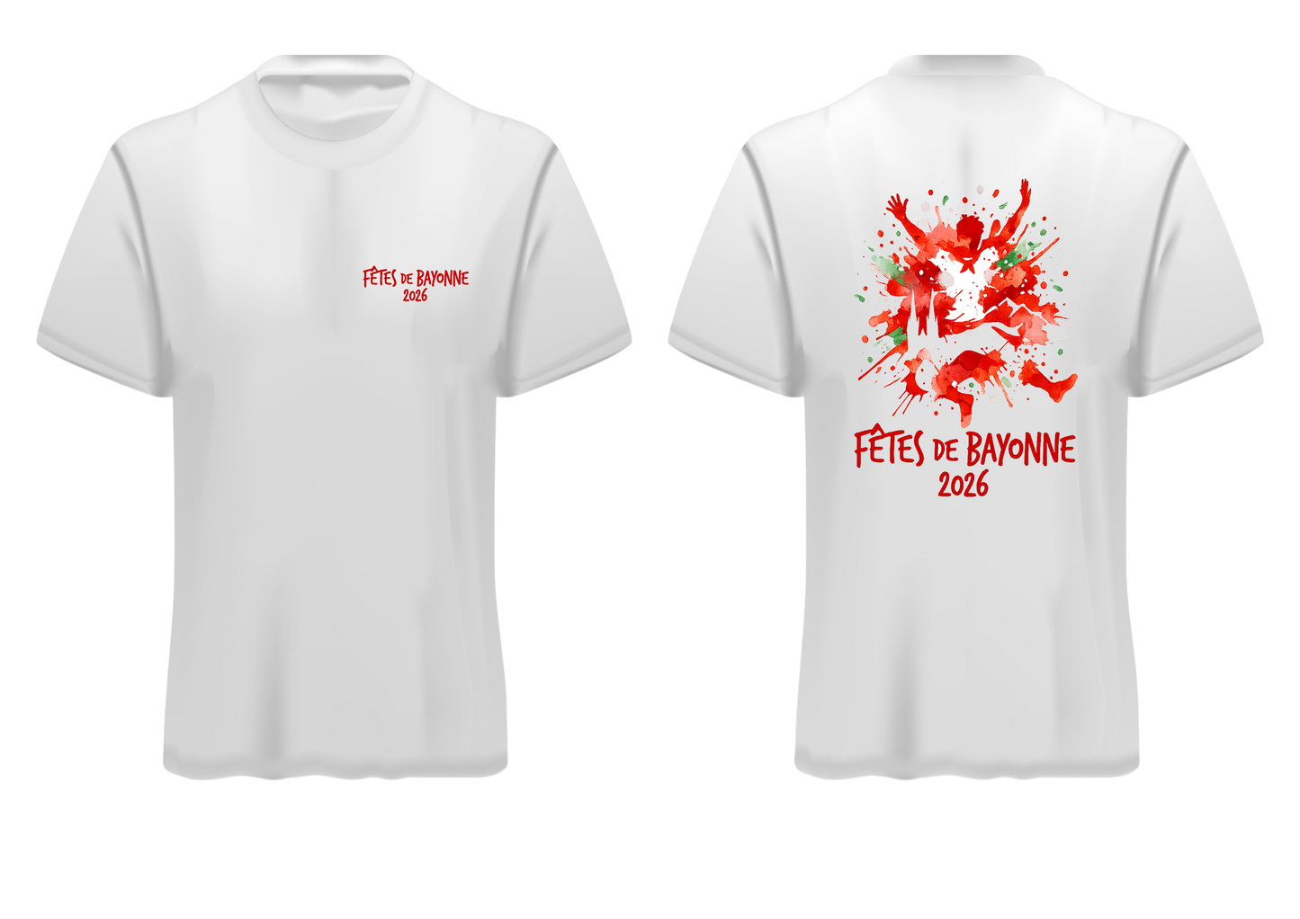 T-shirt Fêtes de Bayonne 2026 Blanc – Danseurs Basques