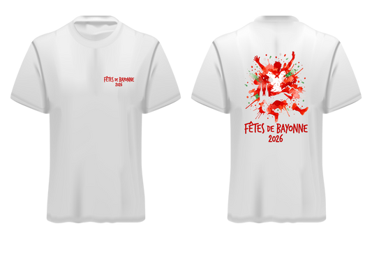 T-shirt Fêtes de Bayonne 2026 Blanc – Danseurs Basques